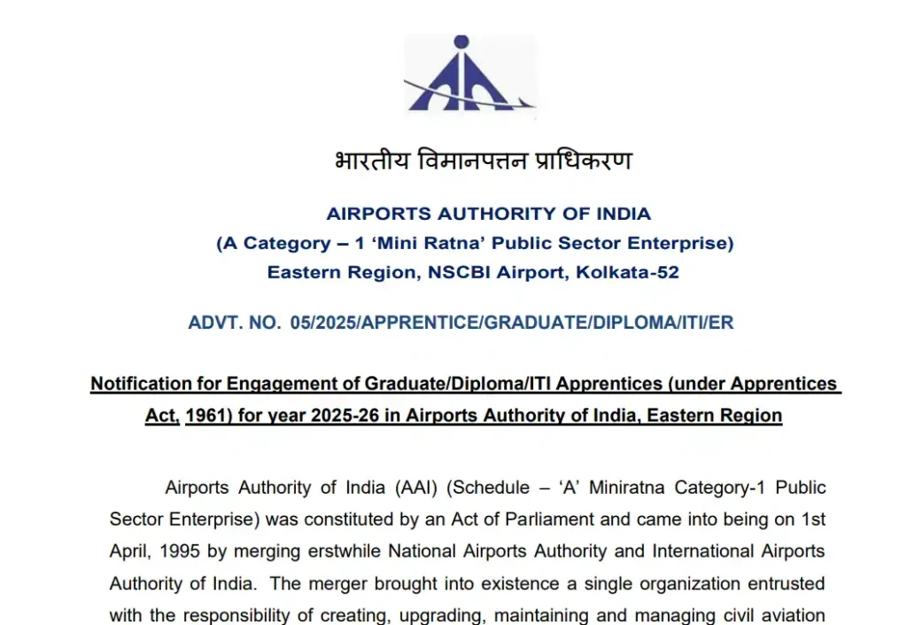 AAI ER Apprentice Recruitment 2025