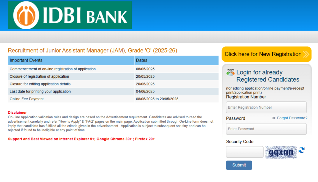 IDBI Bank JAM Recruitment 2025