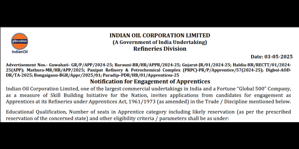 Indian Oil Apprentice Recruitment 2025