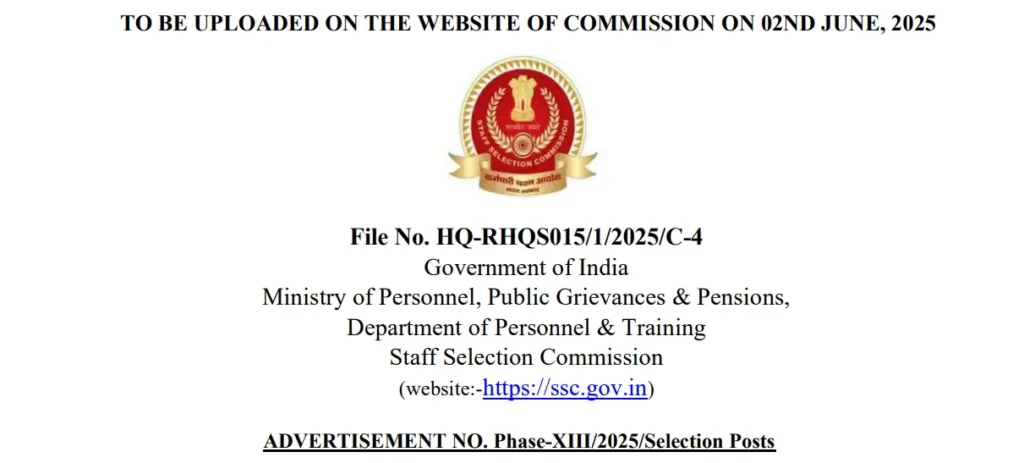 SSC Selection Post 2025