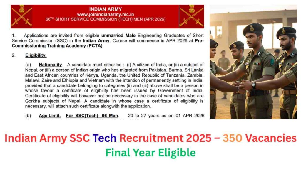 Indian Army SSC Tech Recruitment 2025