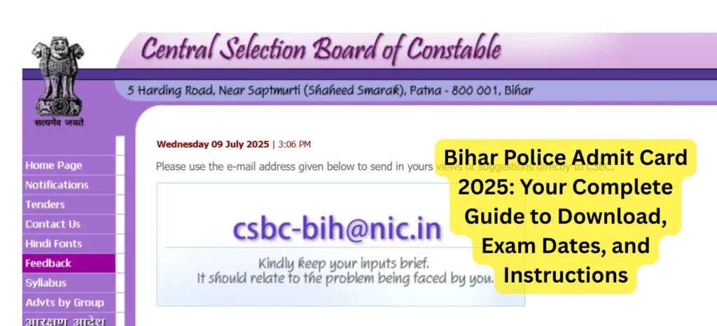 Bihar Police Admit Card 2025