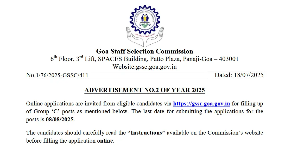 Goa Staff Selection Commission