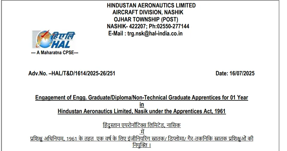 HAL Apprenticeship 2025