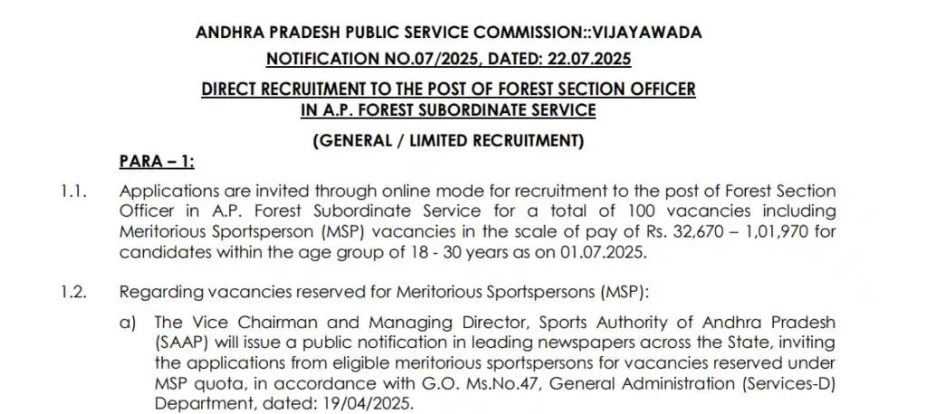 APPSC Forest Section Officer