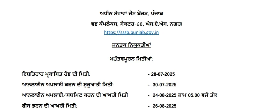 Punjab Jail Recruitment 2025