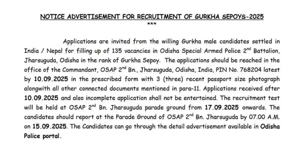 Odisha Police Recruitment 2025