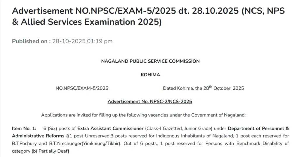 NPSC NCS NPS Allied Services Exam 2025 – Apply for 96 Posts