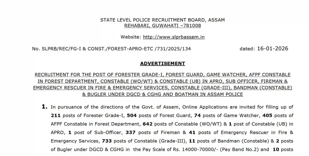 Assam Forest Department Vacancy 2026