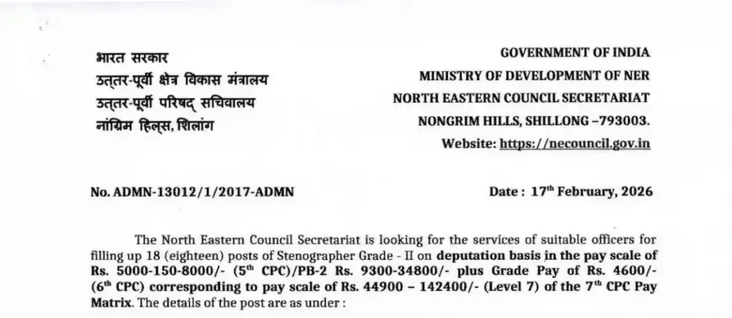 Stenographer Grade II Recruitment 2026 – Apply Online for 18 Posts | Salary ₹44900-142400